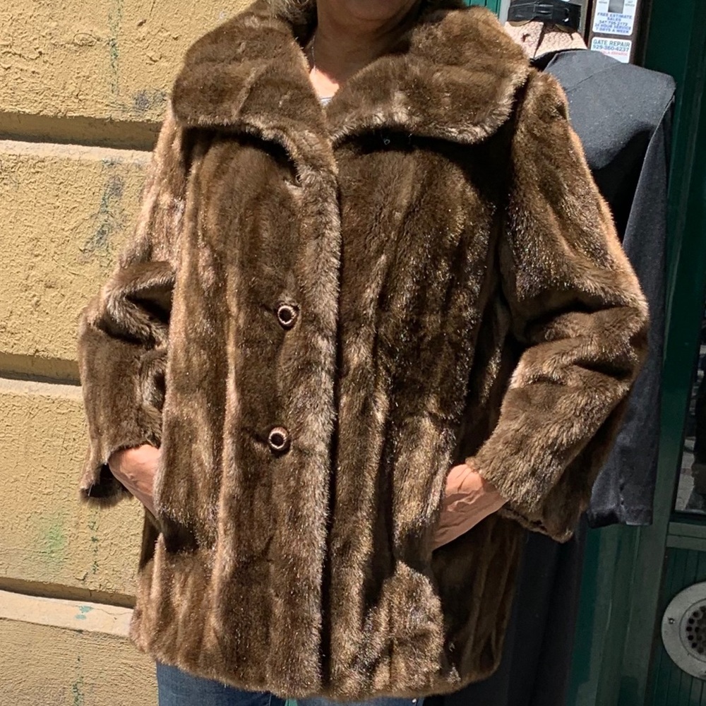 Vintage Faux Mink Fur Jacket 70’s by Grandella ll